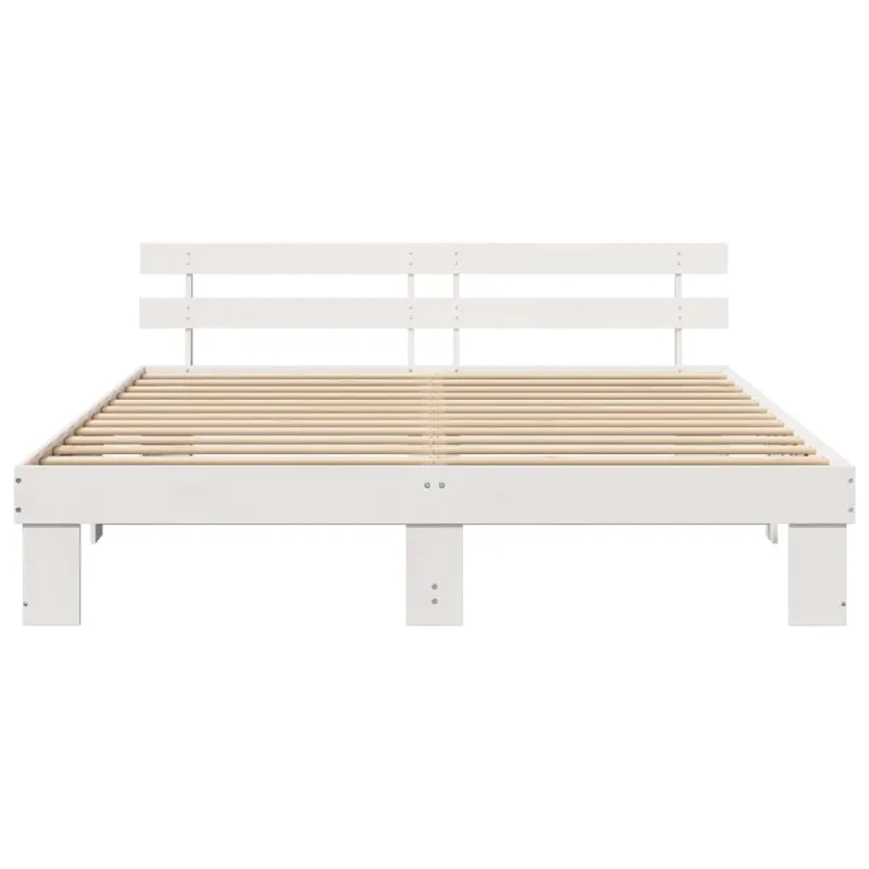 Lovos rėmas Balta 200 x 200 cm Kietos pušies mediena