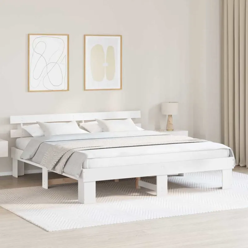 Lovos rėmas Balta 180 x 200 cm Kietos pušies mediena