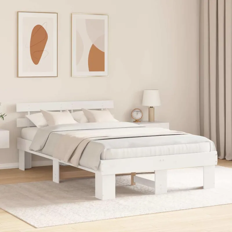 Lovos rėmas Balta 120 x 200 cm Kietos pušies mediena