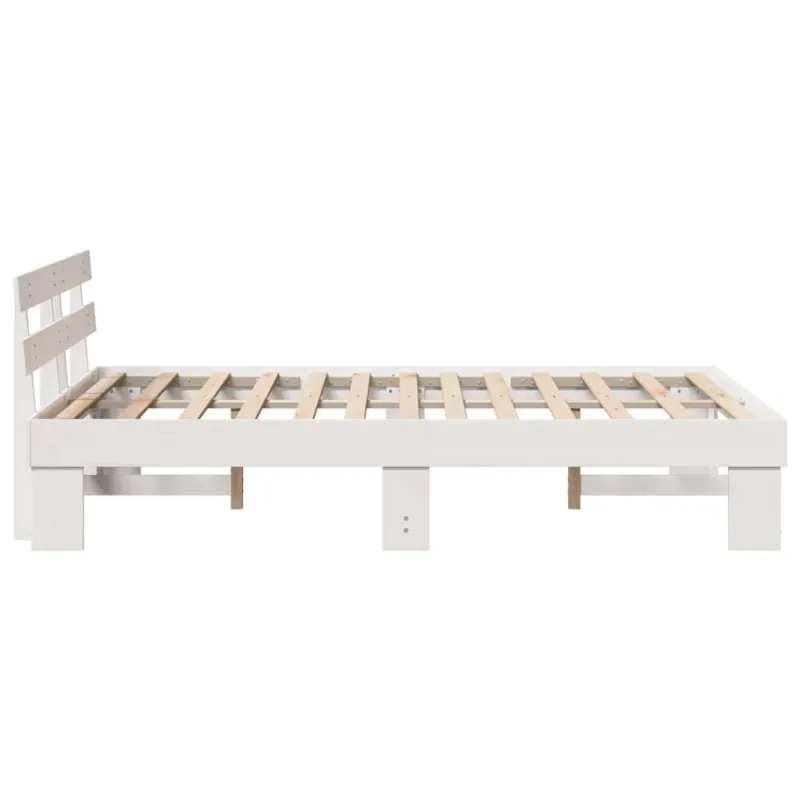 Lovos rėmas Balta 135 x 190 cm Kietos pušies mediena