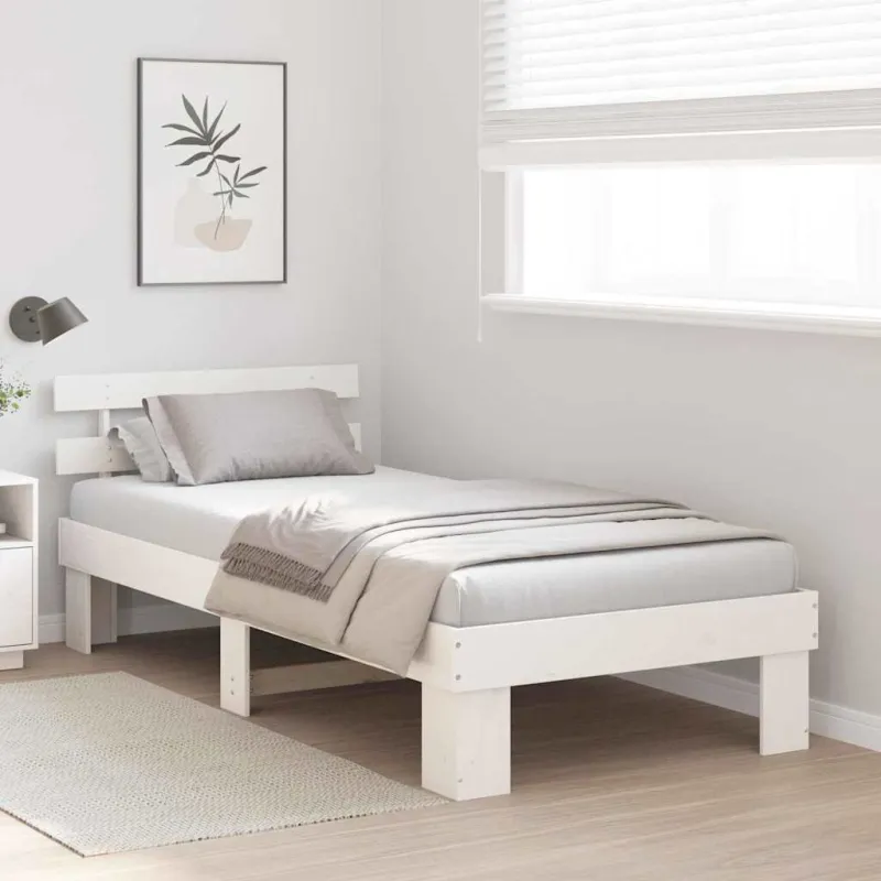 Lovos rėmas Balta 100 x 200 cm Kietos pušies mediena