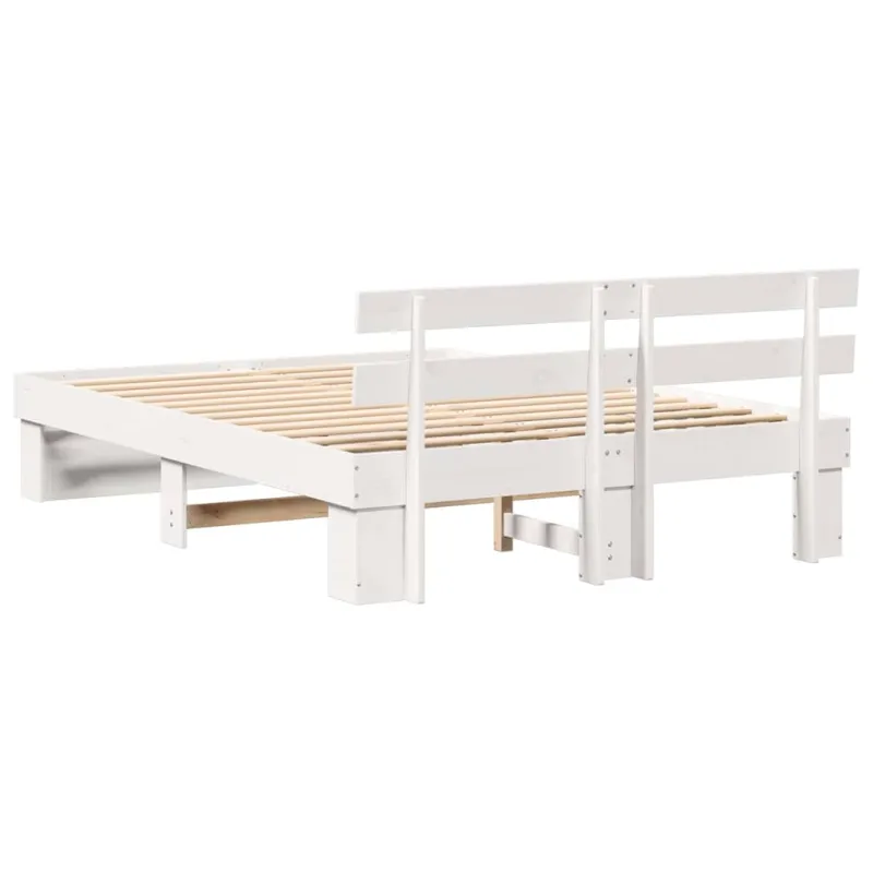 Lovos rėmas Balta 150 x 200 cm Kietos pušies mediena