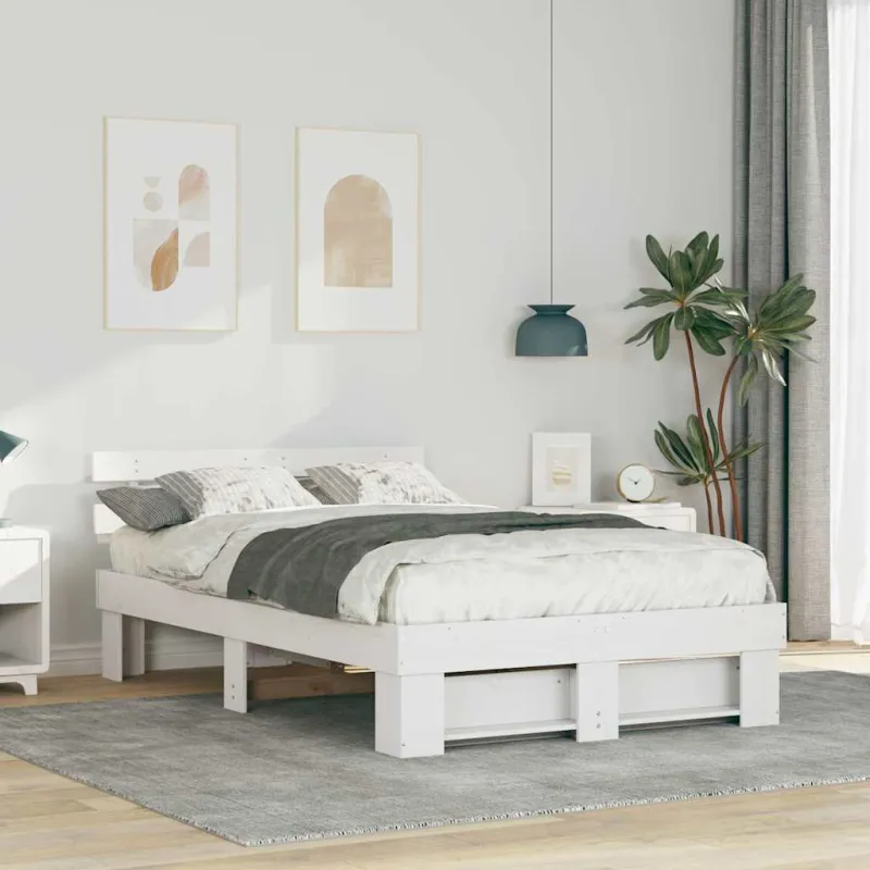 Lovos rėmas Balta 140 x 190 cm Kietos pušies mediena