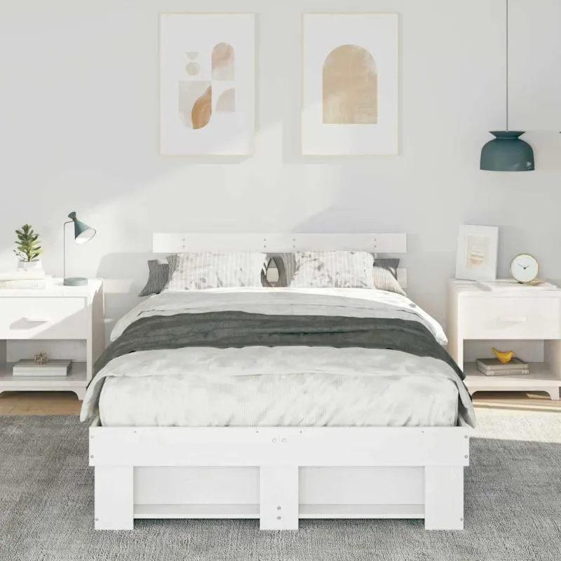 Lovos rėmas Balta 140 x 190 cm Kietos pušies mediena