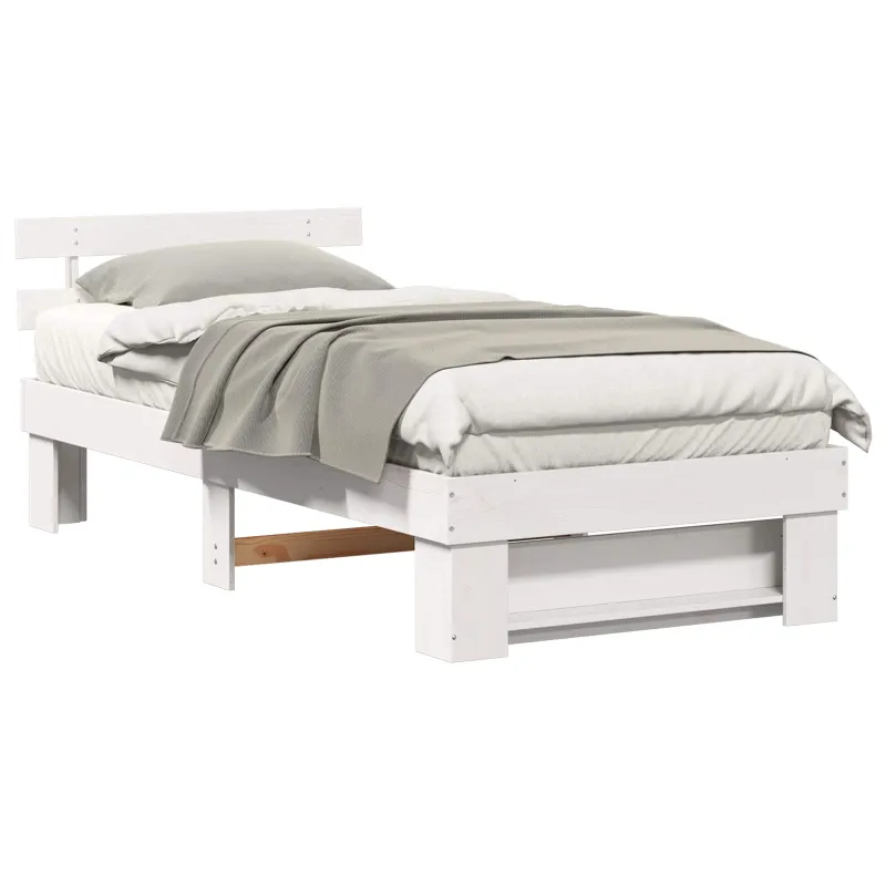 Lovos rėmas Balta 75 x 190 cm Kietos pušies mediena