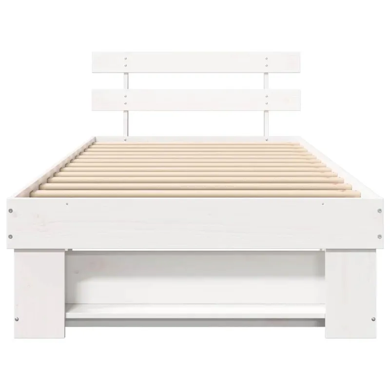 Lovos rėmas Balta 75 x 190 cm Kietos pušies mediena