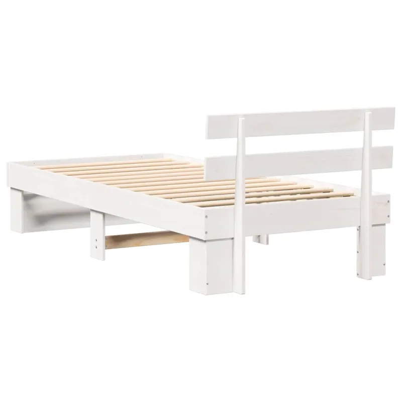 Lovos rėmas Balta 75 x 190 cm Kietos pušies mediena