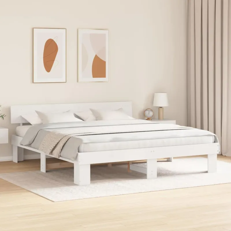 Lovos rėmas Balta 180 x 200 cm Kietos pušies mediena