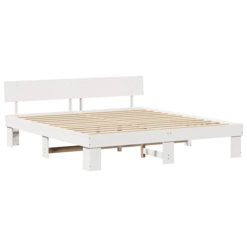 Lovos rėmas Balta 180 x 200 cm Kietos pušies mediena