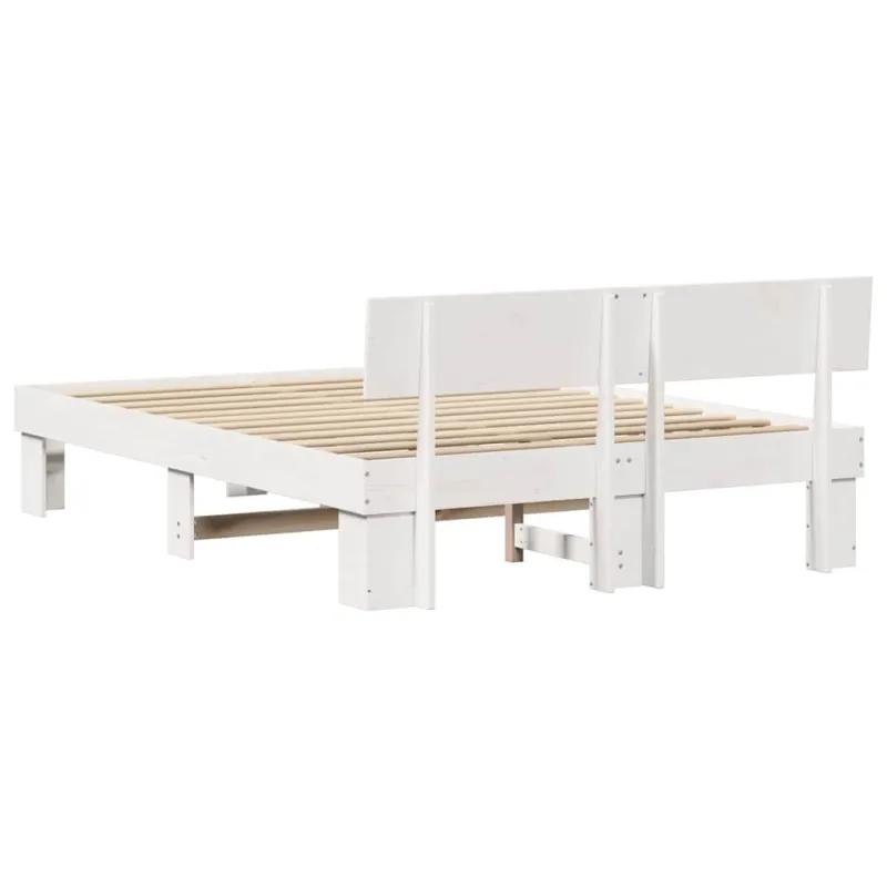 Lovos rėmas Balta 150 x 200 cm Kietos pušies mediena