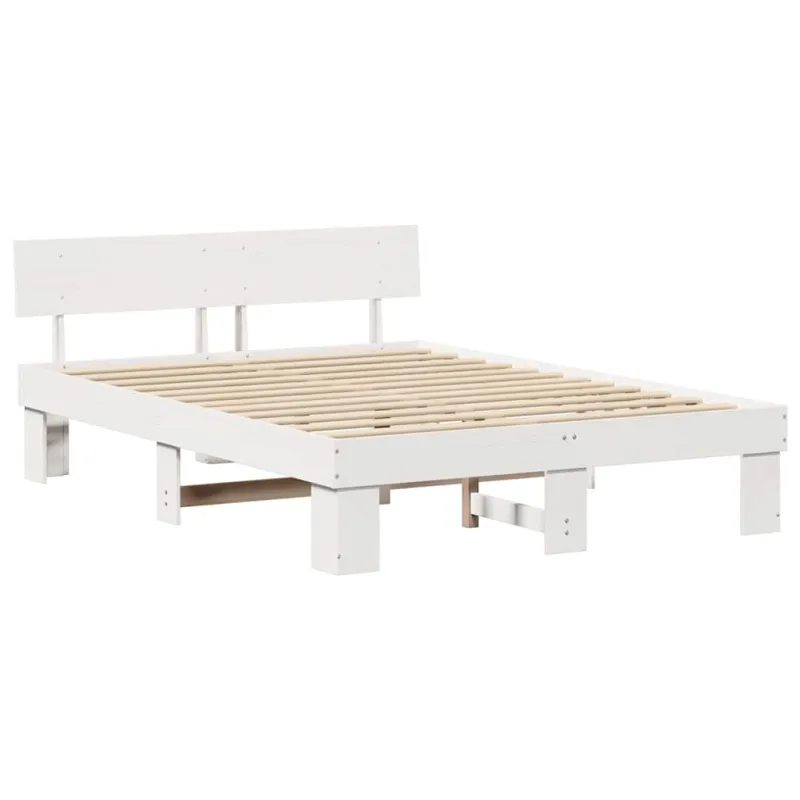 Lovos rėmas Balta 140 x 200 cm Kietos pušies mediena