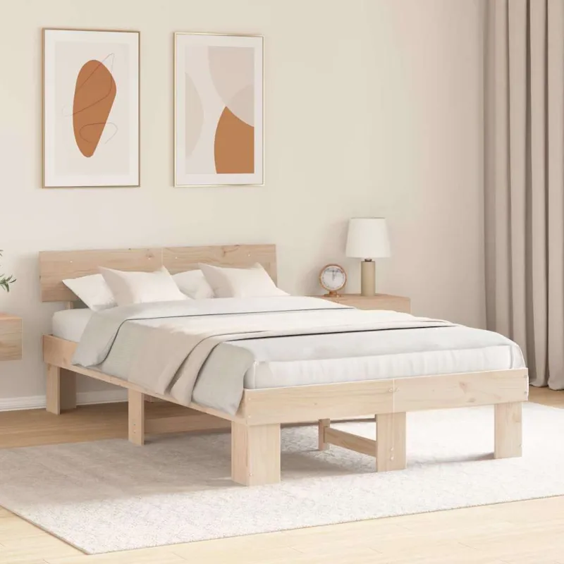 Lovos rėmas Natūrali 135 x 190 cm Kietos pušies mediena