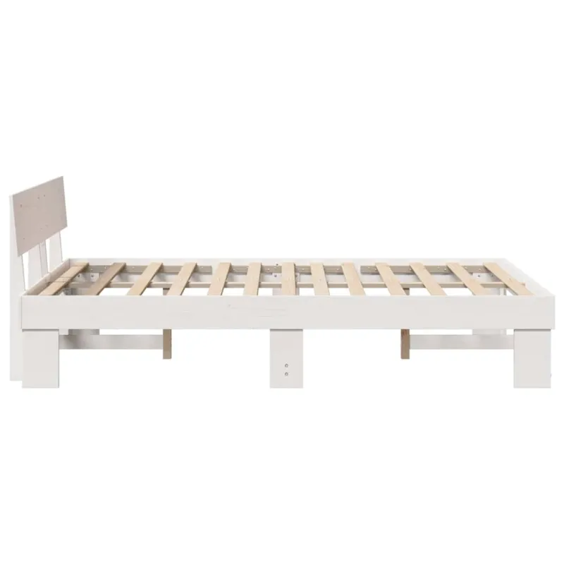 Lovos rėmas Balta 135 x 190 cm Kietos pušies mediena