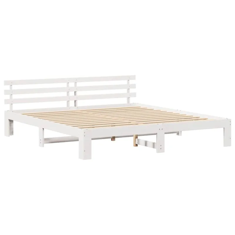 Lovos rėmas Balta 200 x 200 cm Kietos pušies mediena