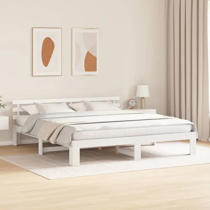 Lovos rėmas Balta 180 x 200 cm Kietos pušies mediena