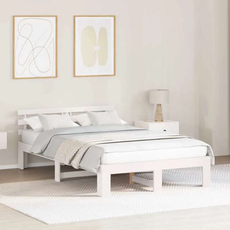Lovos rėmas Balta 120 x 200 cm Kietos pušies mediena