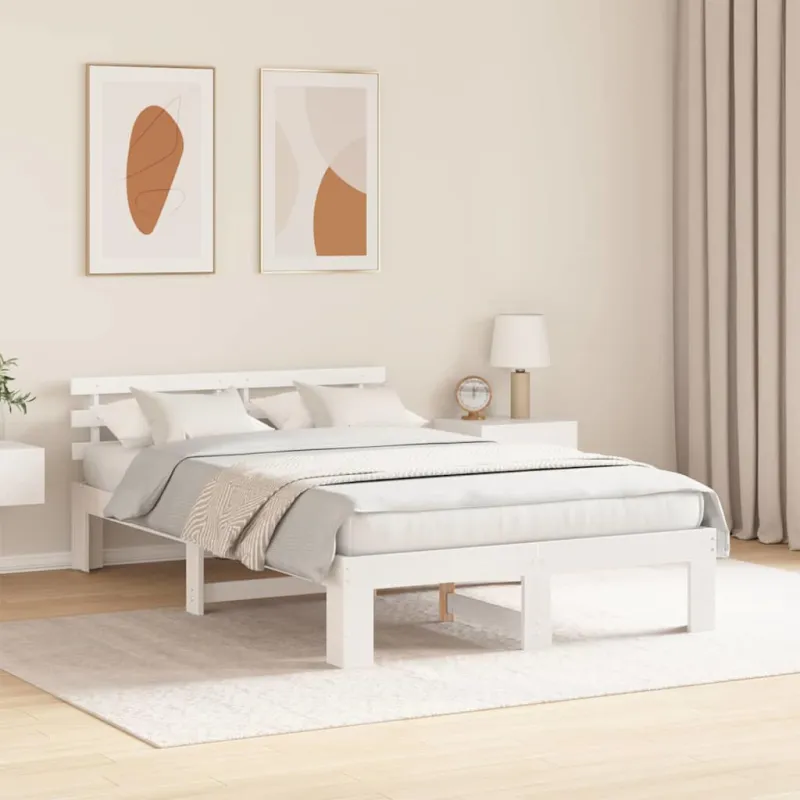 Lovos rėmas Balta 120 x 200 cm Kietos pušies mediena