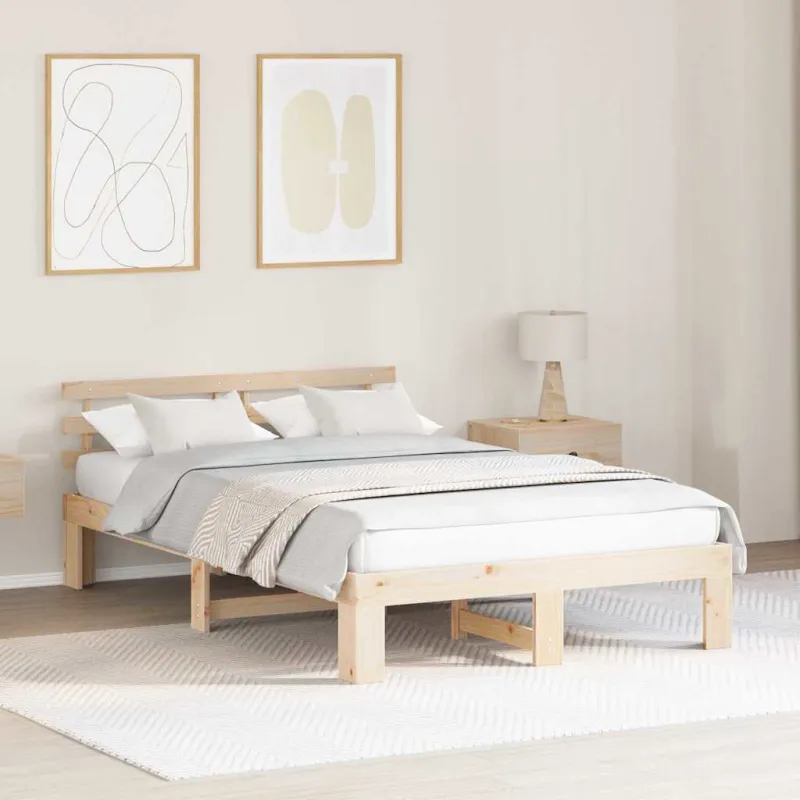 Lovos rėmas Natūrali 135 x 190 cm Kietos pušies mediena