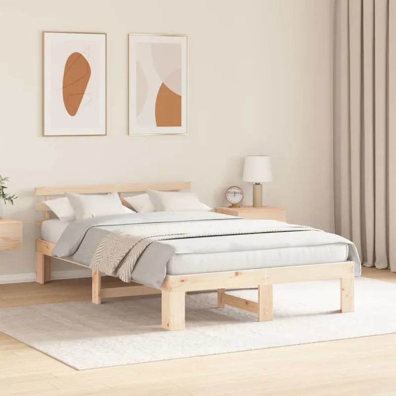 Lovos rėmas Natūrali 135 x 190 cm Kietos pušies mediena