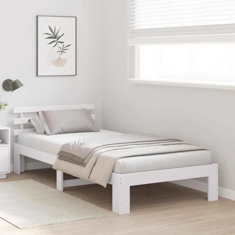 Lovos rėmas Balta 90 x 200 cm Kietos pušies mediena