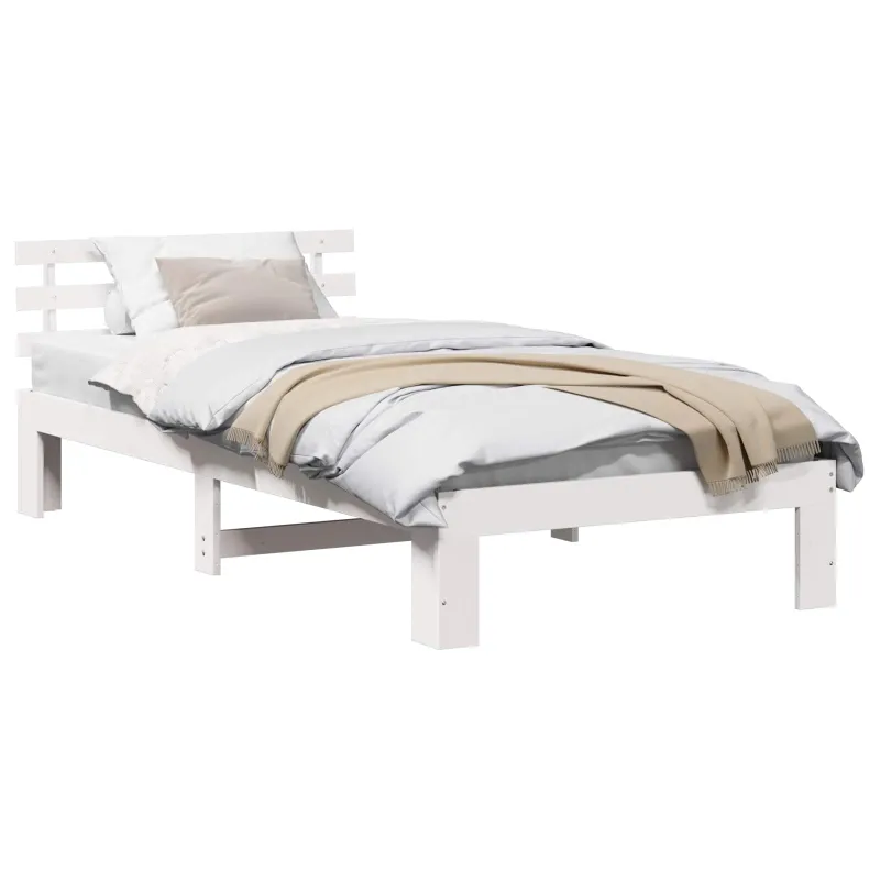Lovos rėmas Balta 75 x 190 cm Kietos pušies mediena