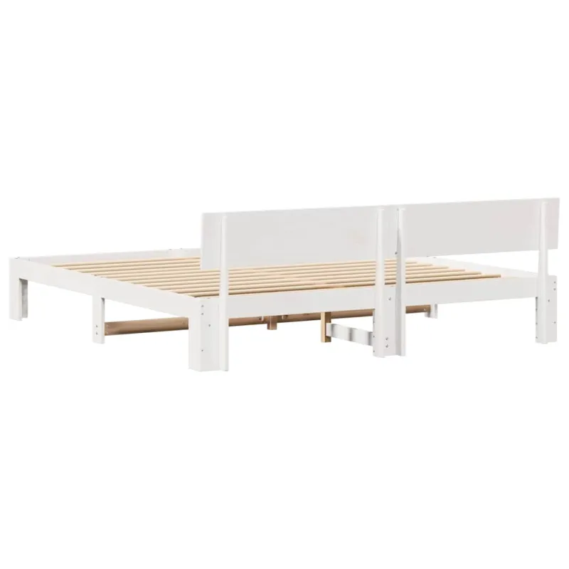 Lovos rėmas Balta 200 x 200 cm Kietos pušies mediena