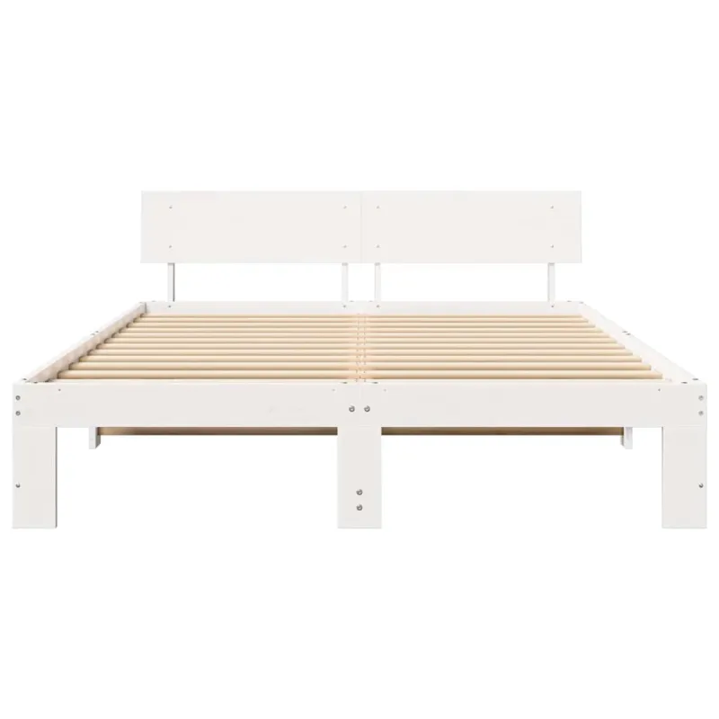 Lovos rėmas Balta 150 x 200 cm Kietos pušies mediena