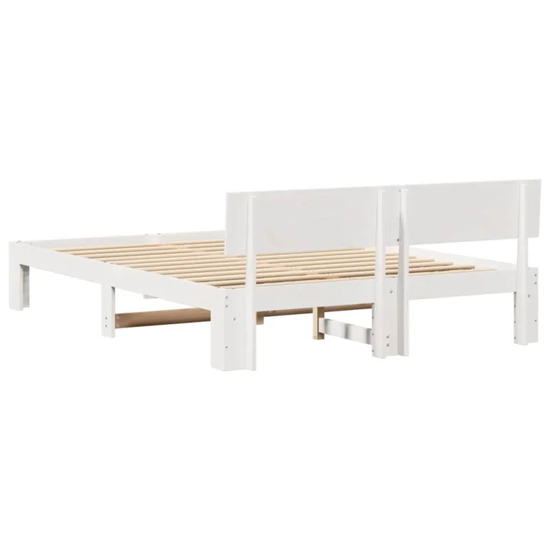 Lovos rėmas Balta 150 x 200 cm Kietos pušies mediena