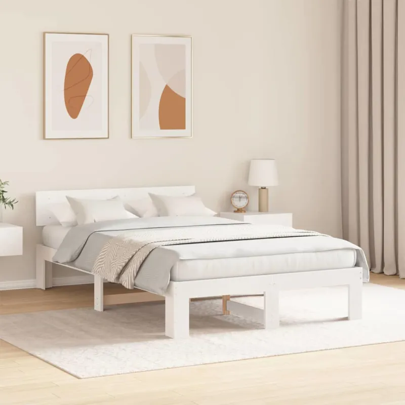 Lovos rėmas Balta 140 x 190 cm Kietos pušies mediena