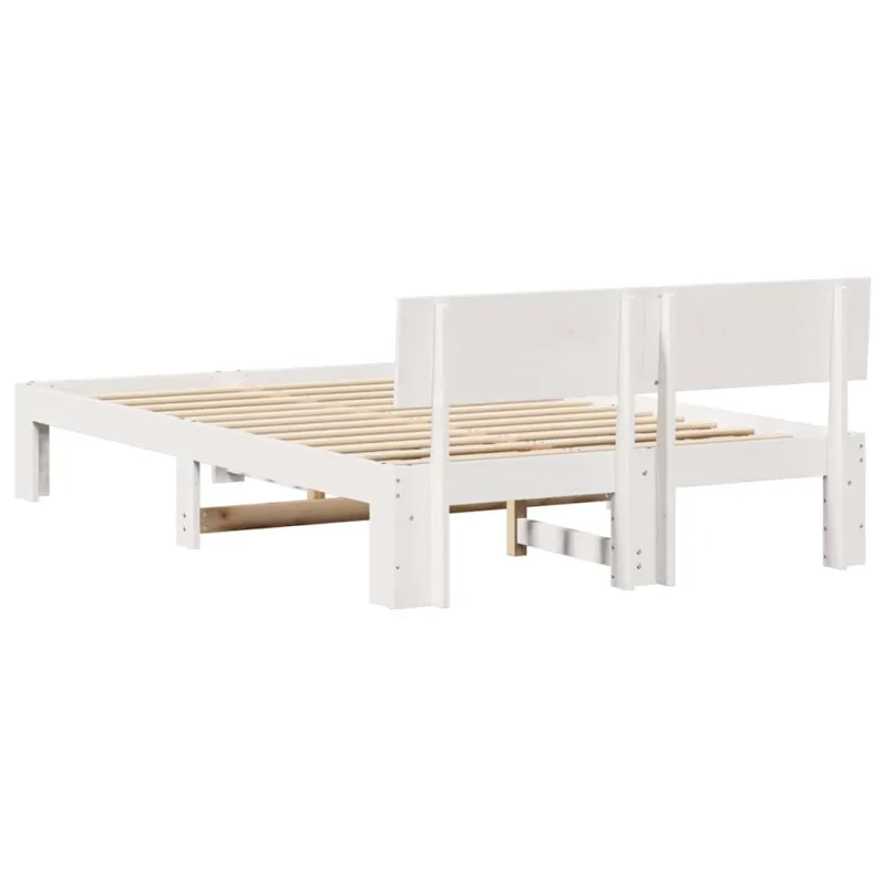 Lovos rėmas Balta 135 x 190 cm Kietos pušies mediena