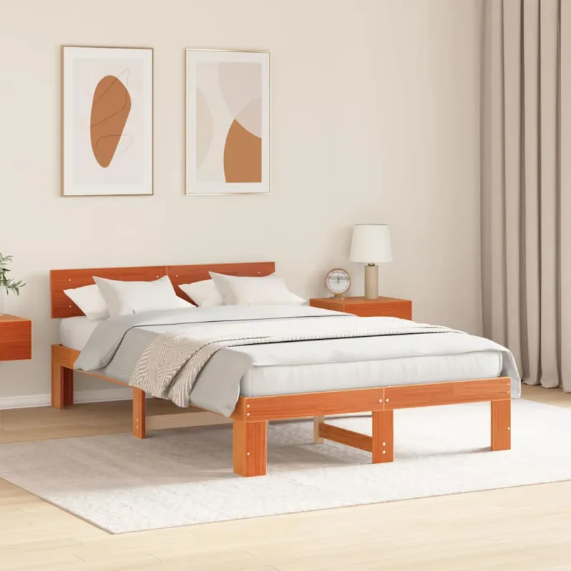Lovos rėmas Vaško ruda 135 x 190 cm Kietos pušies mediena