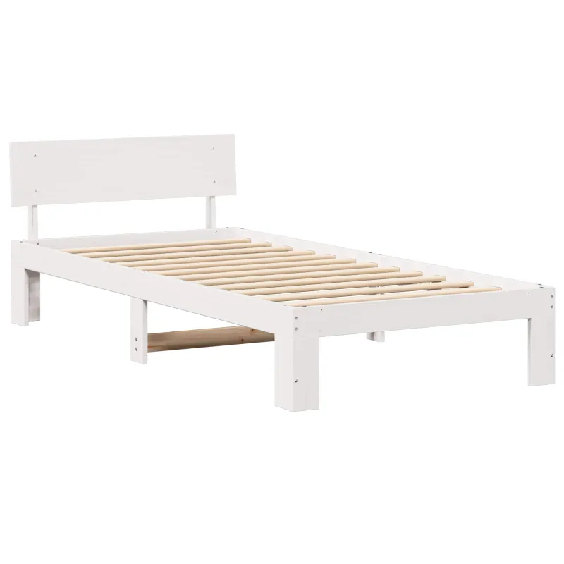 Lovos rėmas Balta 90 x 200 cm Kietos pušies mediena