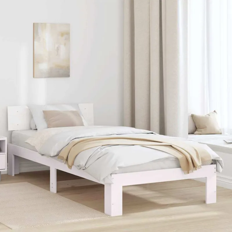 Lovos rėmas Balta 80 x 200 cm Kietos pušies mediena