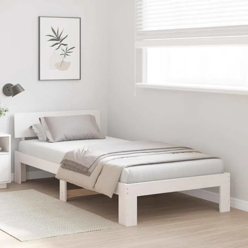 Lovos rėmas Balta 75 x 190 cm Kietos pušies mediena