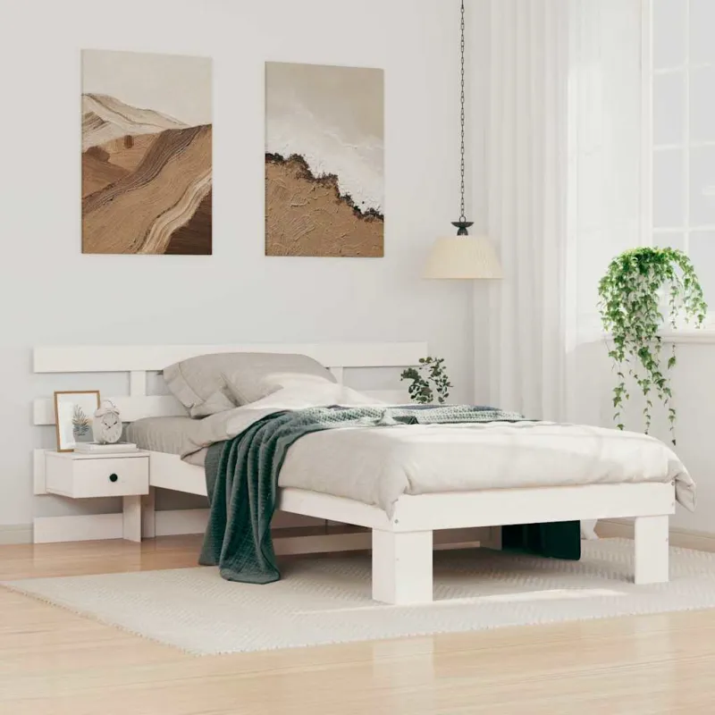 Lovos rėmas Balta 75 x 190 cm Kietos pušies mediena