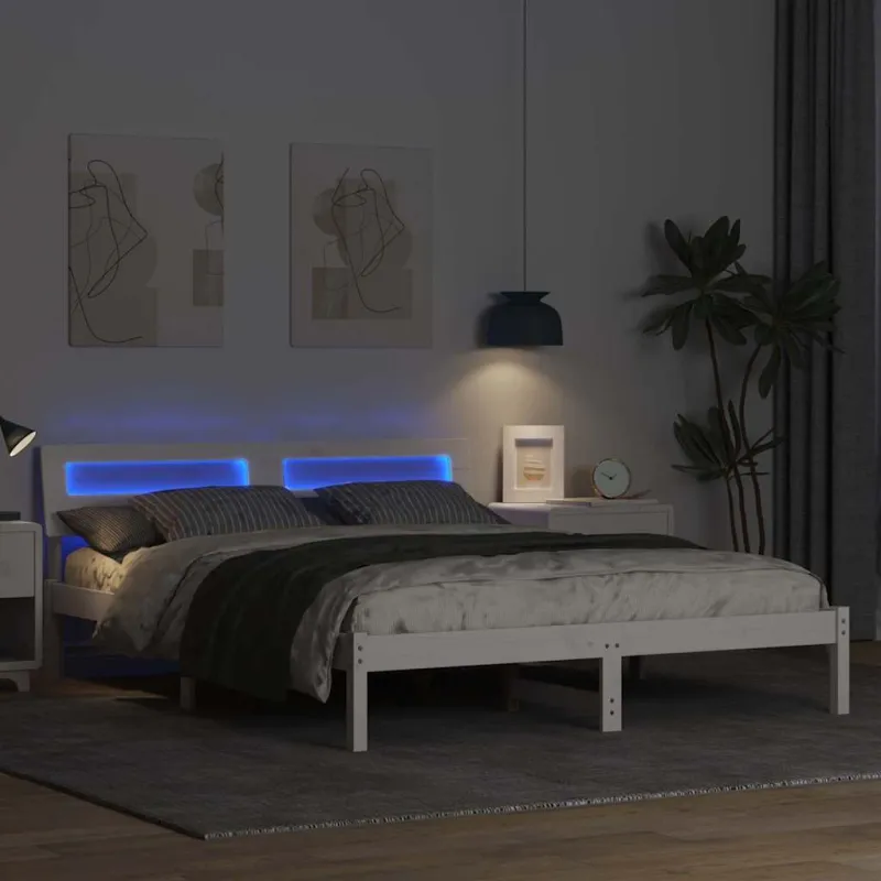 Lovos rėmas Balta 150 x 200 cm Kietos pušies mediena