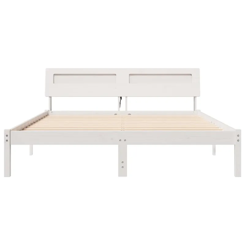 Lovos rėmas Balta 150 x 200 cm Kietos pušies mediena