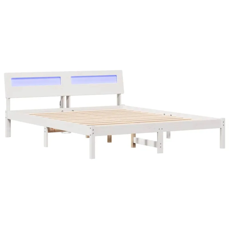 Lovos rėmas Balta 140 x 200 cm Kietos pušies mediena