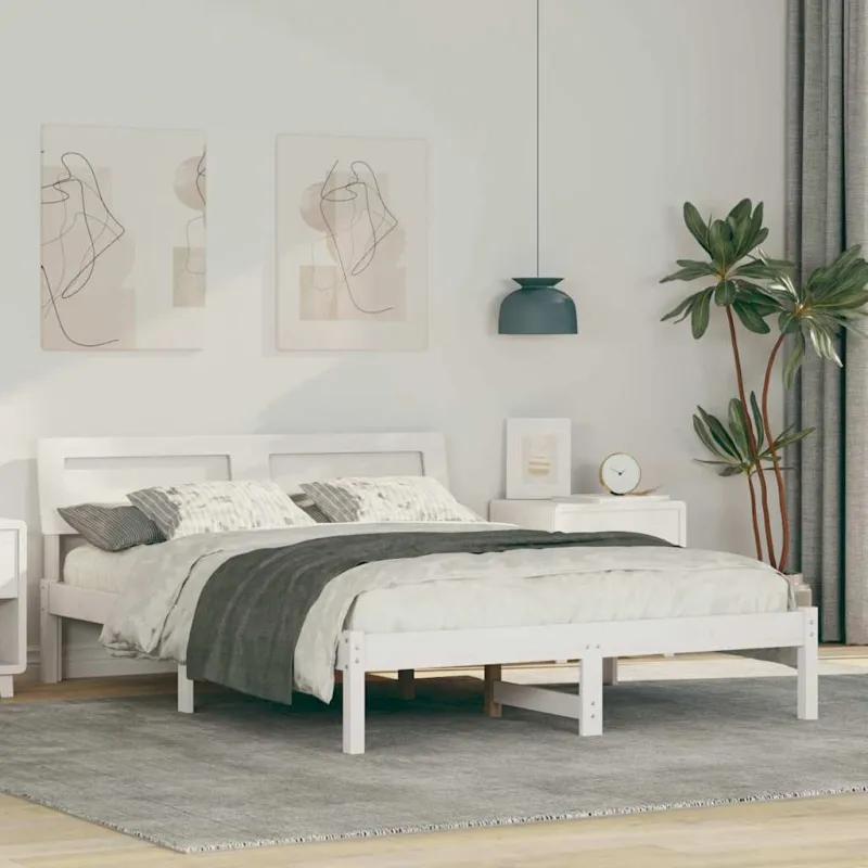 Lovos rėmas Balta 120 x 200 cm Kietos pušies mediena
