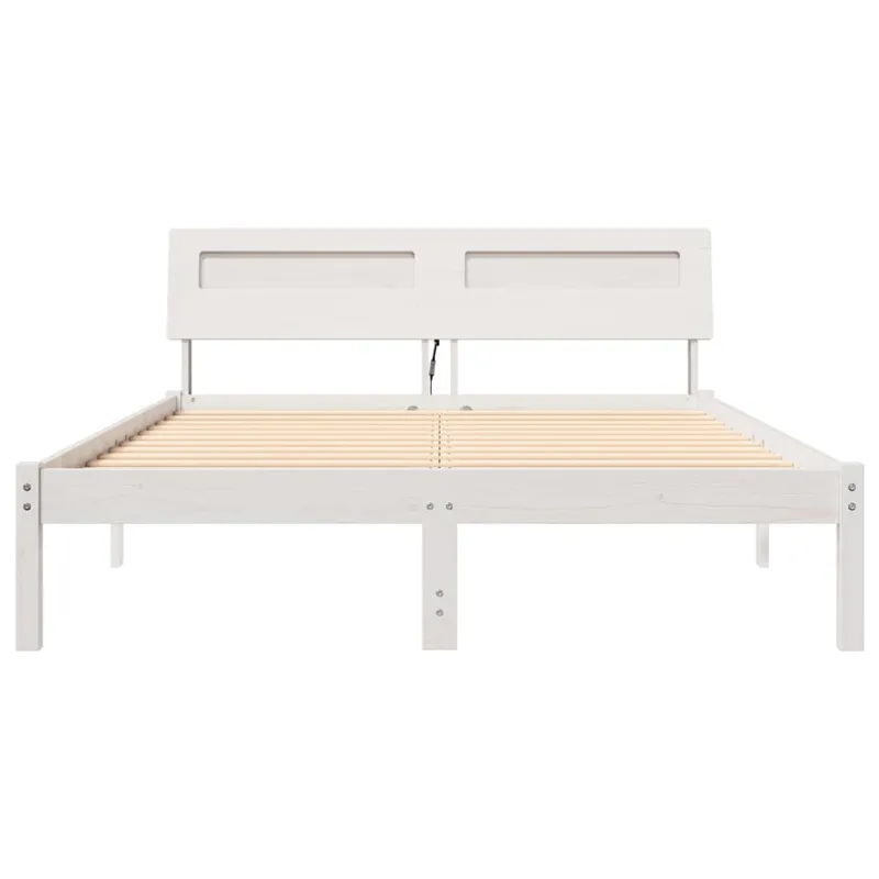 Lovos rėmas Balta 135 x 190 cm Kietos pušies mediena