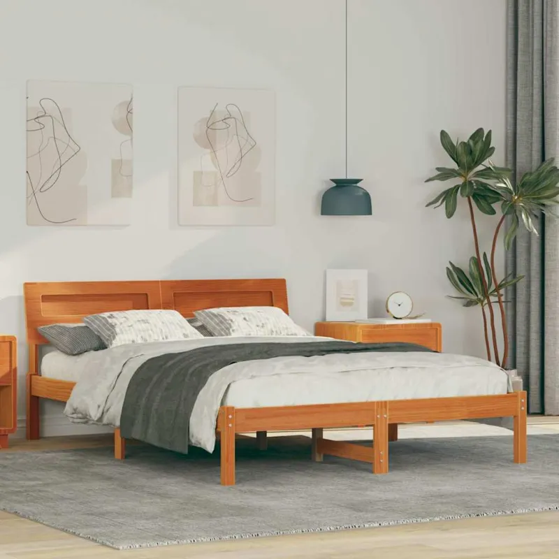 Lovos rėmas Vaško ruda 135 x 190 cm Kietos pušies mediena