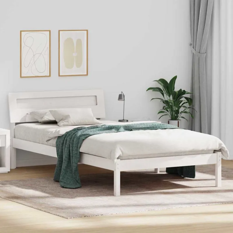 Lovos rėmas Balta 100 x 200 cm Kietos pušies mediena