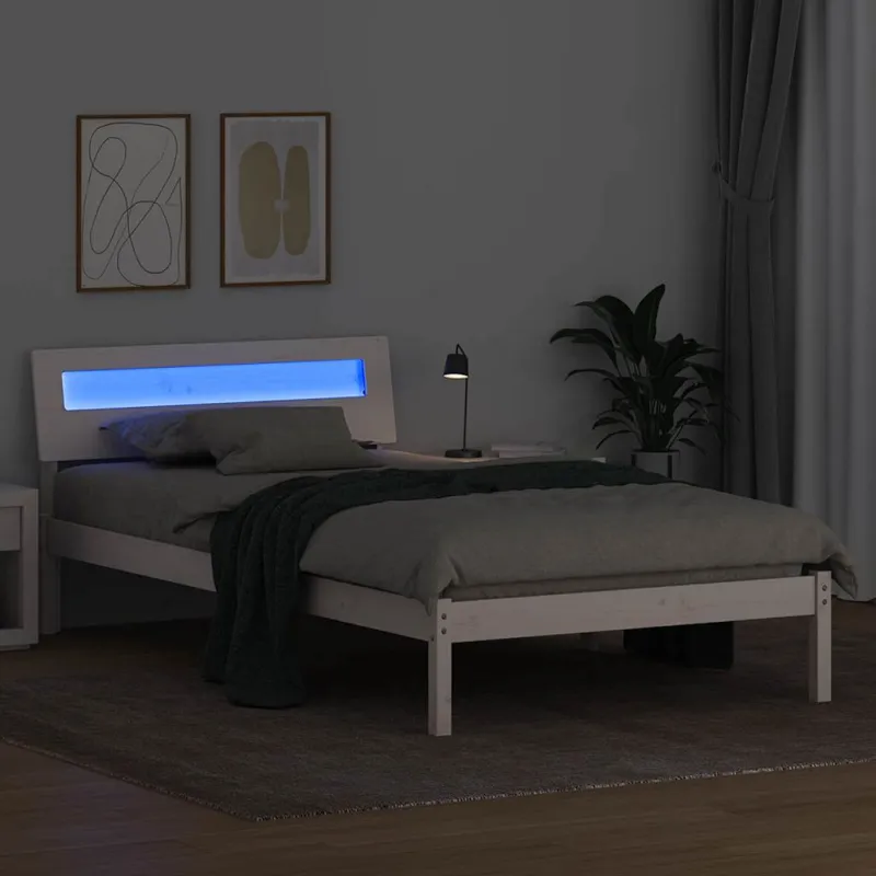 Lovos rėmas Balta 90 x 190 cm Kietos pušies mediena