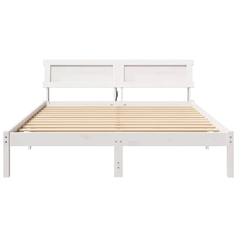 Lovos rėmas Balta 160 x 200 cm Kietos pušies mediena