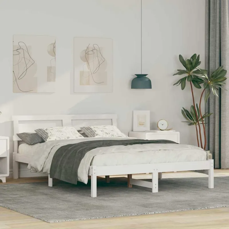 Lovos rėmas Balta 120 x 200 cm Kietos pušies mediena