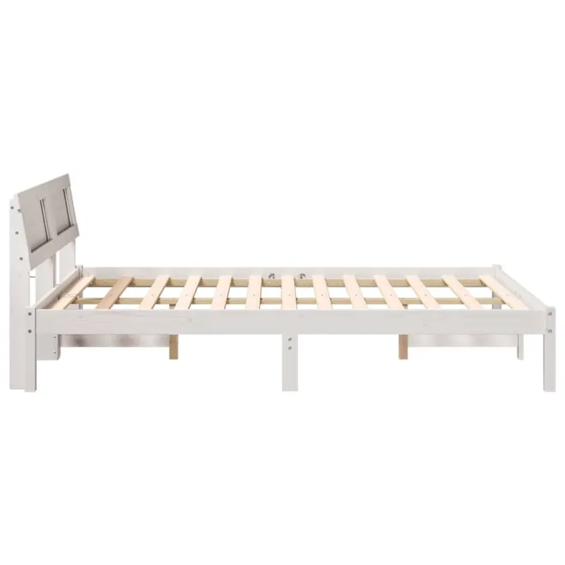 Lovos rėmas Balta 135 x 190 cm Kietos pušies mediena