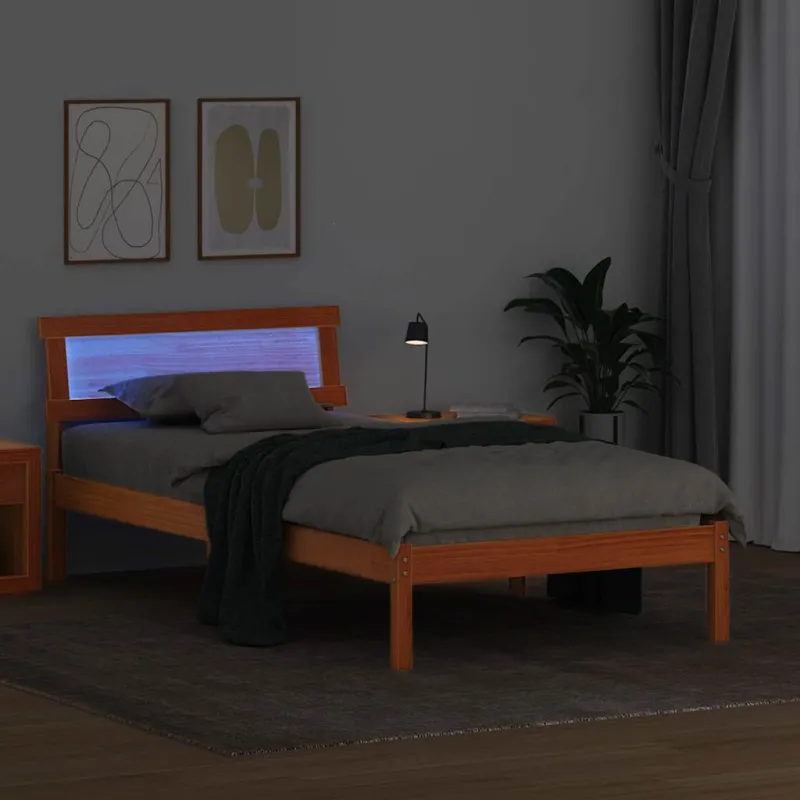 Lovos rėmas Vaško ruda 90 x 190 cm Kietos pušies mediena