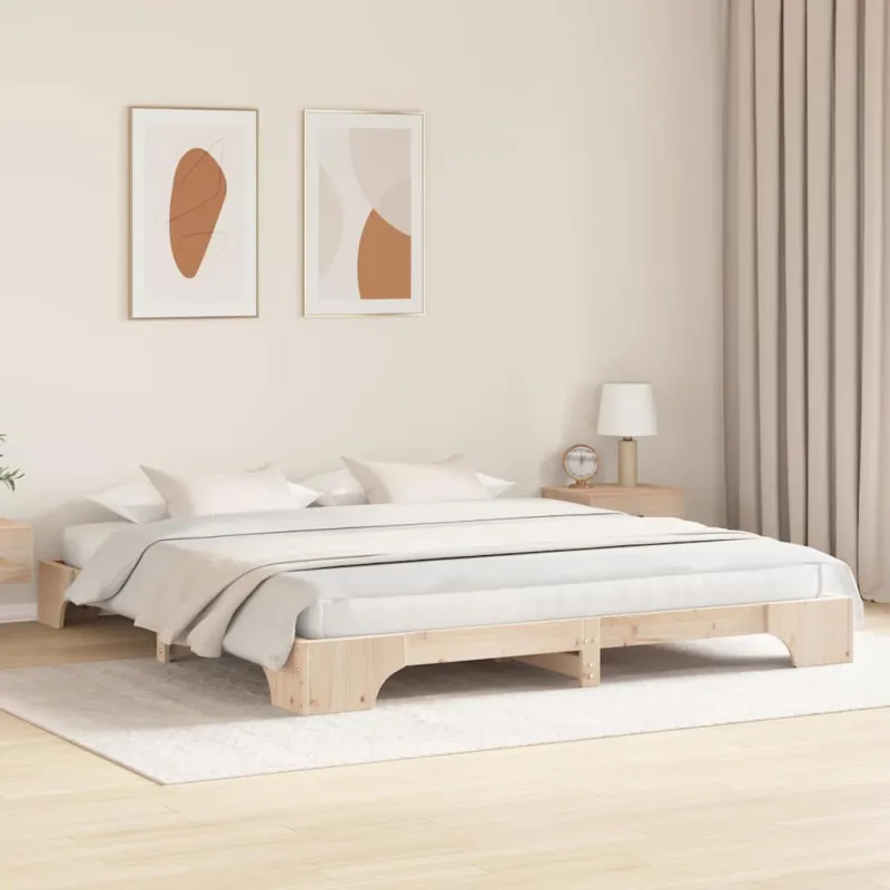 Lovos rėmas Natūrali 200 x 200 cm Kietos pušies mediena