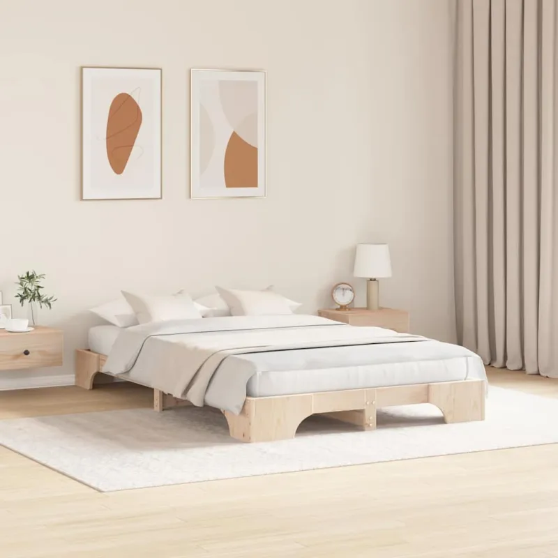 Lovos rėmas Natūrali 135 x 190 cm Kietos pušies mediena