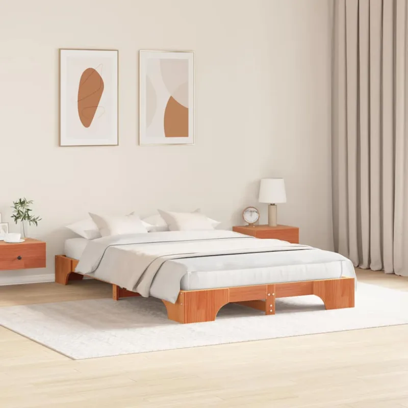 Lovos rėmas Vaško ruda 135 x 190 cm Kietos pušies mediena